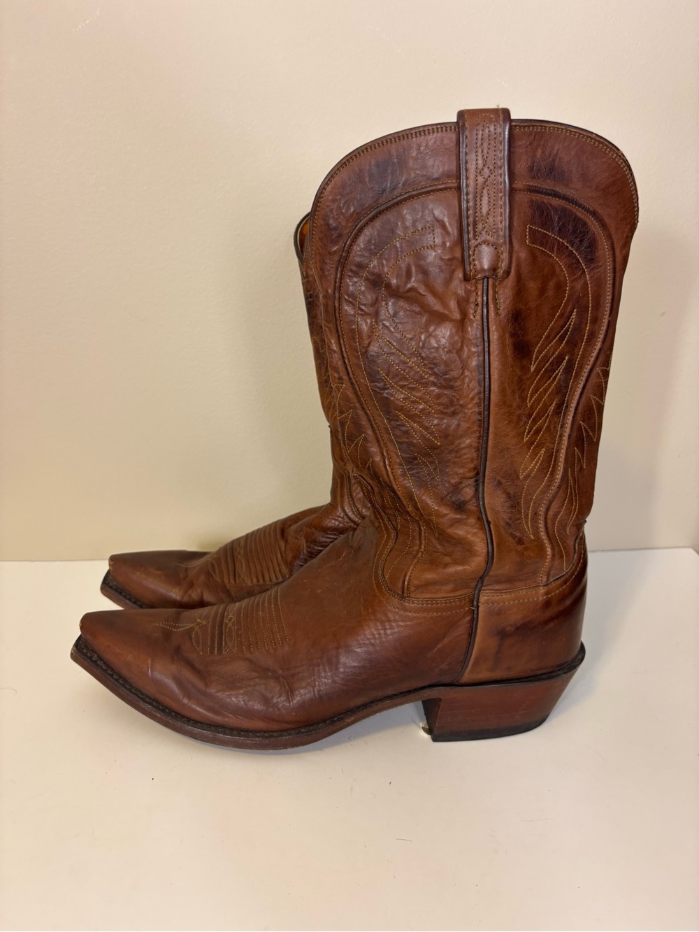 Lucchese 1883 Brown Leather Bart Western Cowboy Boots Men’s 11